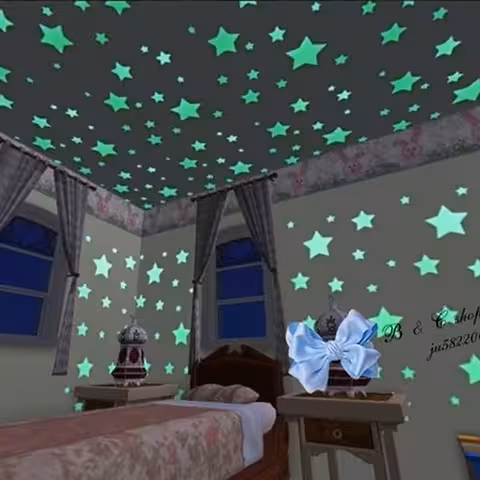 Set 100 Stelline Fosforescenti Adesive per Soffitto e Pareti – Decorazione per Cameretta Bambini