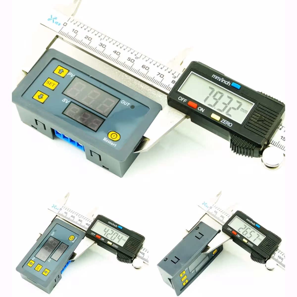 Vista frontale del modulo con dimensioni annotate