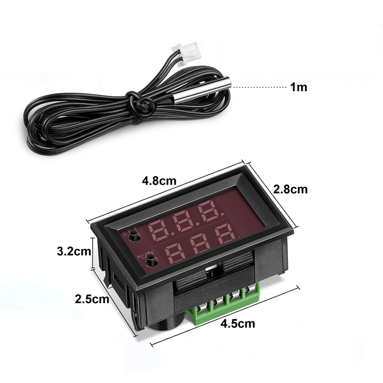 Dimensioni termostato digitale 48x28x32 mm