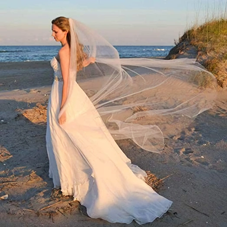 Velo nuziale in tulle lunghezza 2m Velo da sposa in tulle fine, lunghezza 2 metri, stile minimalista