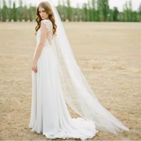 Velo da Sposa Lungo 2 Metri con Pettine – Semplice, per Cappella e Cattedrale 2025