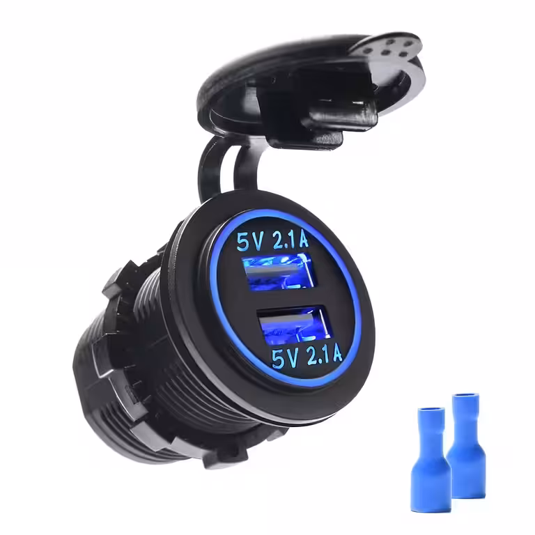 Presa Accendisigari Auto con Doppia USB 12V/24V – Caricatore da Pannello 2x 2.1A con LED e Protezione