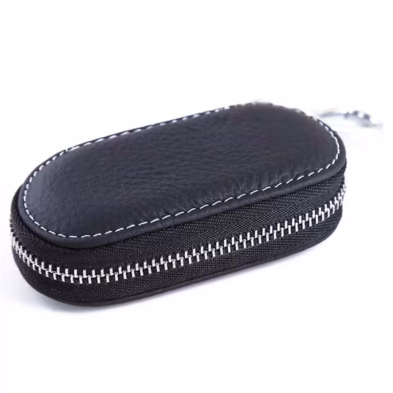 Portachiavi in Pelle per Chiavi Auto – Custodia Elegante con Cerniera e Moschettone