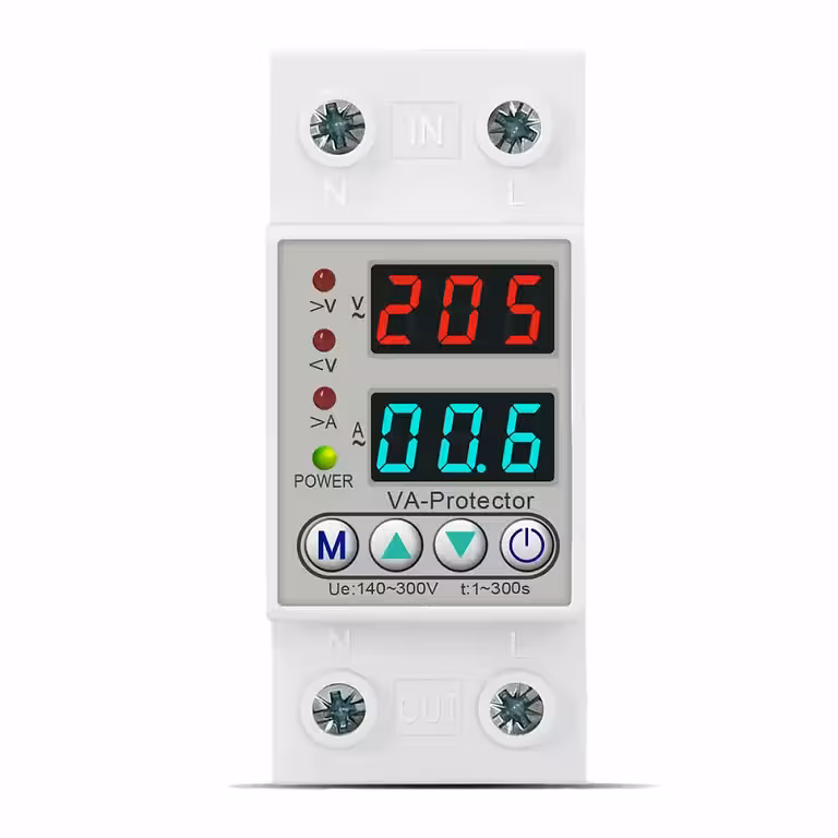Relè di Monitoraggio e Protezione da Sovratensione Monofase 220V 63A con Display Digitale e Reset Automatico