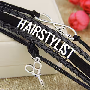 Bracciale Hairstylist in Pelle Nera – Accessorio Professionale per Parrucchieri, Acconciatori e Barber