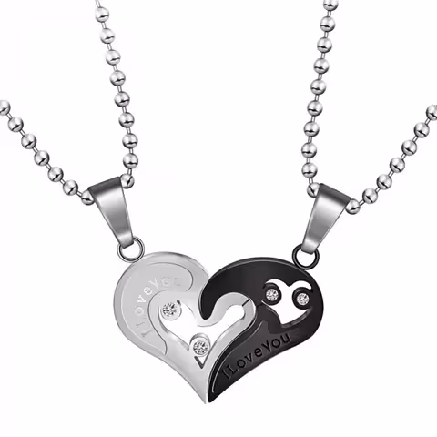 Collane per Coppie – Ciondoli a Cuore Abbinati per Innamorati, Regalo Romantico in Acciaio Inox