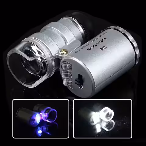Microscopio LENTE 60x con LED e luce UV – strumento per verifica denaro, gioielliere e orologiaio