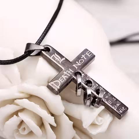 Ciondolo Croce Death Note con Collana – Accessorio Anime Manga con Cordino 50cm