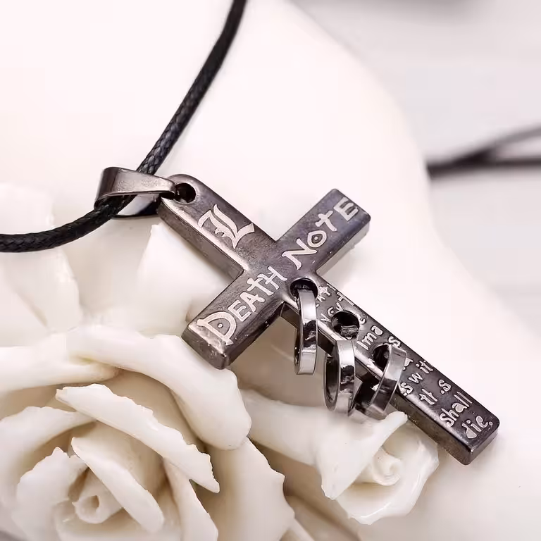 Ciondolo Croce Death Note con Collana – Accessorio Anime Manga con Cordino 50cm