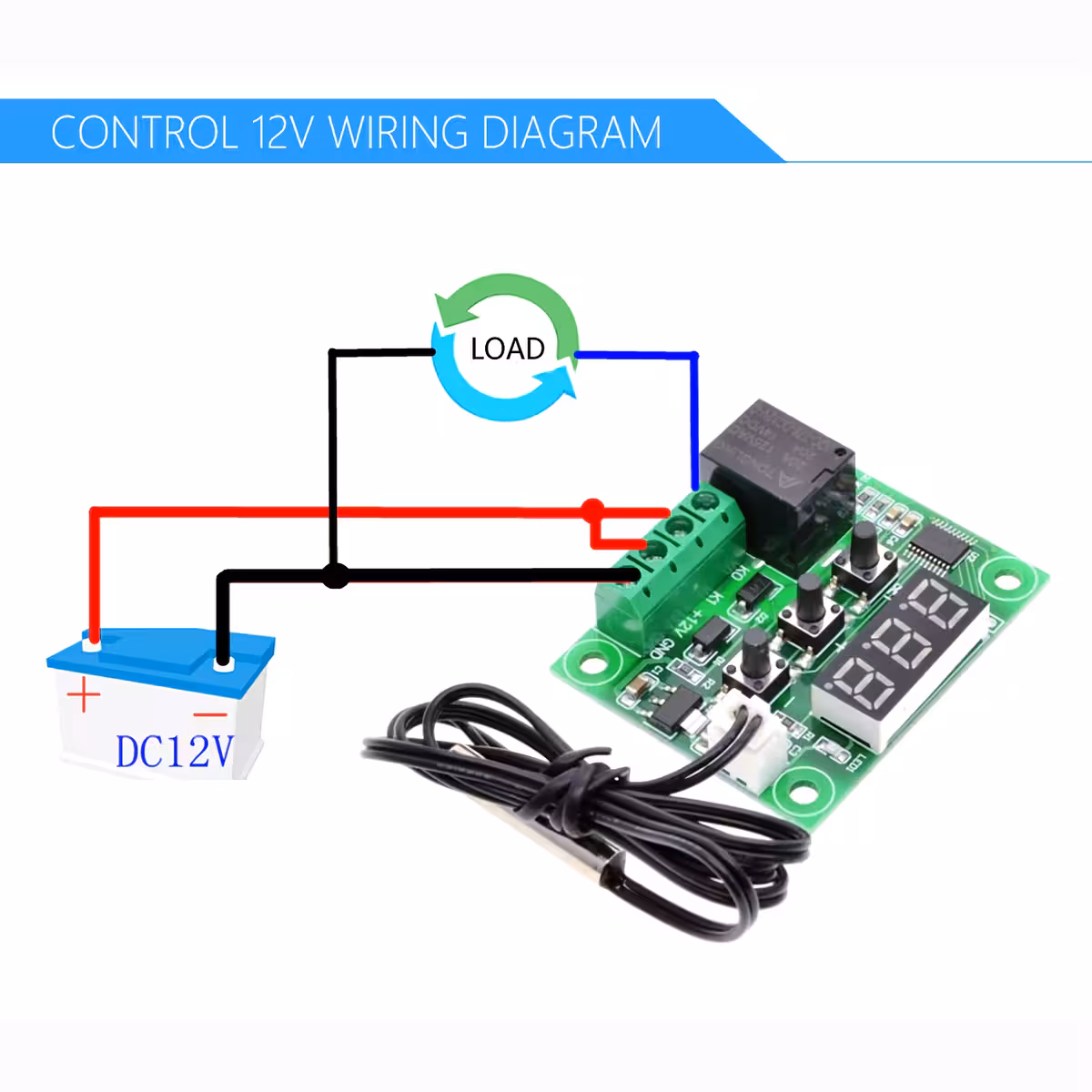 Collegamento corretto del termostato digitale W1209 all’alimentazione 12V