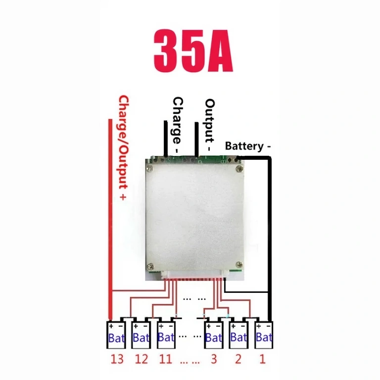 Schema collegamenti modulo BMS 13S – cablaggio corretto per batterie Li-Ion