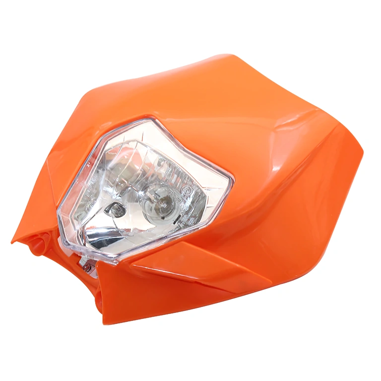 Mascherina faro stile KTM per Enduro Cross Maschera frontale moto arancione, compatibile con KTM, montaggio con fasce in gomma