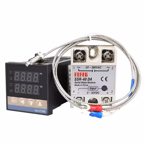Controller Termostato Digitale Temperatura 220V 0-400°C con Relè SSR 40A REX C100