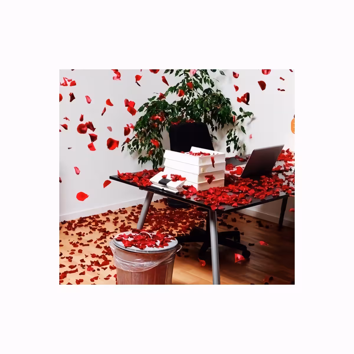 Petali di rosa rossi artificiali per decorare tavoli a matrimoni