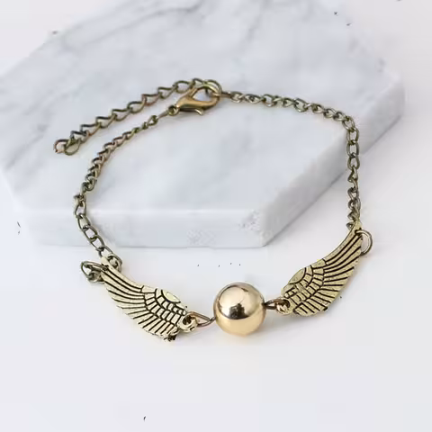 Bracciale Harry Potter Golden Snitch & Deathly Hallows – Oro / Argento, regalo magico per fan