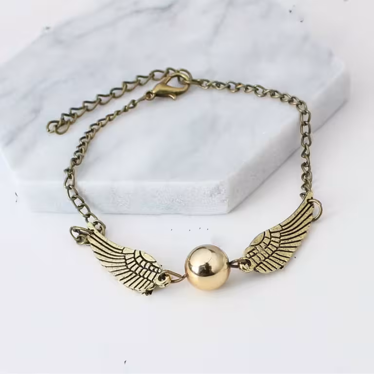 Bracciale Harry Potter Golden Snitch & Deathly Hallows – Oro / Argento, regalo magico per fan