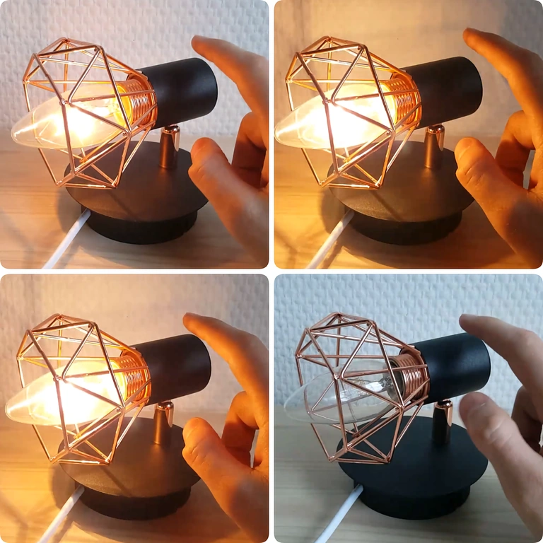 Schema ciclo regolazione: OFF → ON → PIÙ LUMINOSO → MAX → OFF