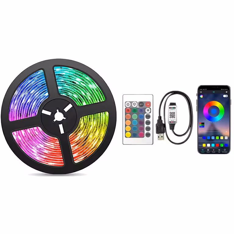 Striscia LED RGB 10m con USB, Bluetooth, Telecomando e Luci a Ritmo di Musica per TV e Decorazioni