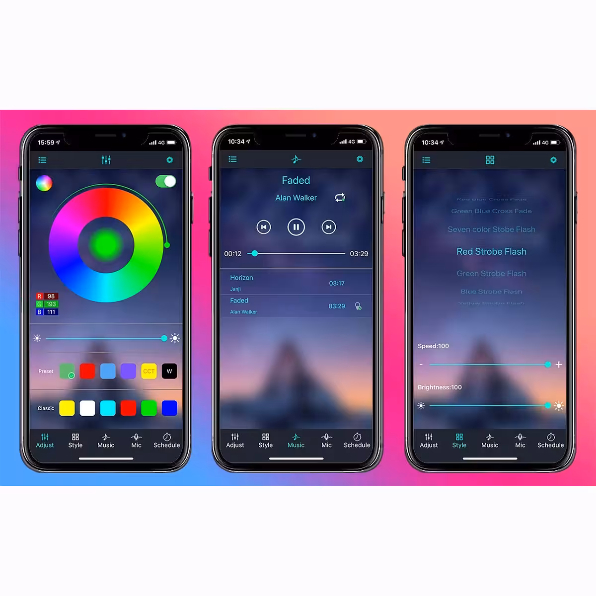 Striscia LED per TV con illuminazione ambientale, regolazione intensità e colori