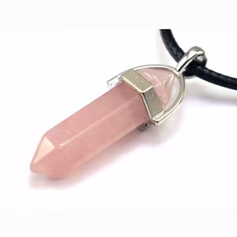 Collana in Quarzo Rosa Naturale con Ciondolo – gioiello con cristallo per purificazione ed energia