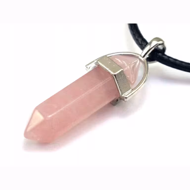 Collana in Quarzo Rosa Naturale con Ciondolo – gioiello con cristallo per purificazione ed energia