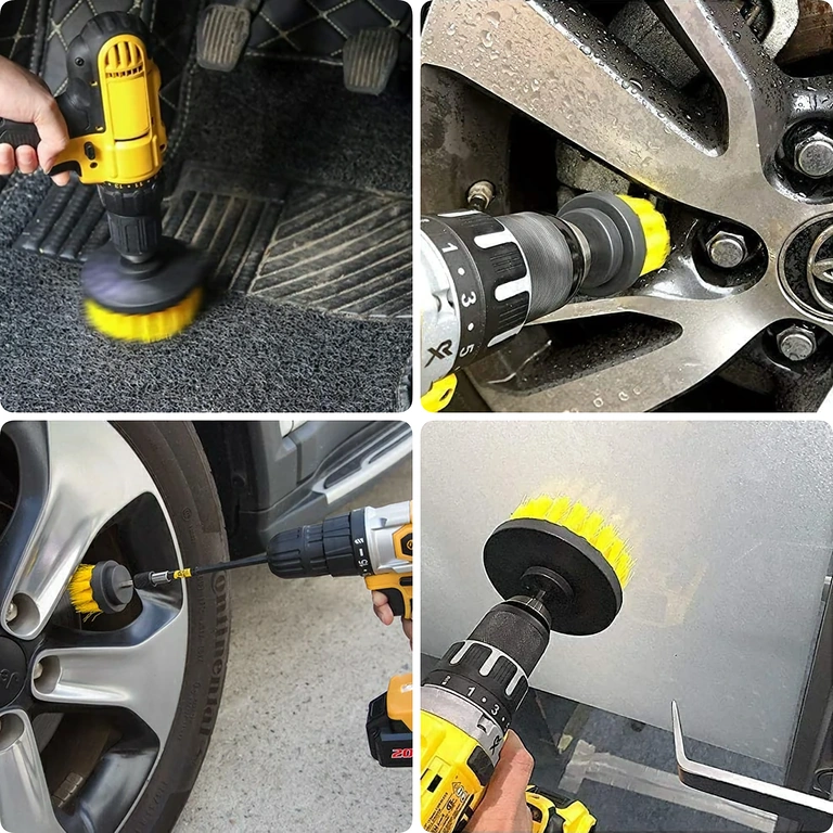 Set spazzole per pulizia ruote, coprimozzi e angoli difficili