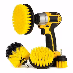 Set 3 spazzole rotanti in nylon per trapano – pulizia tappezzeria, tappeti, moquette e plastica