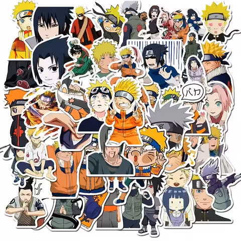 Adesivi Anime Naruto Shippuden – set 50 sticker resistenti in PVC per laptop, bici, skateboard e console