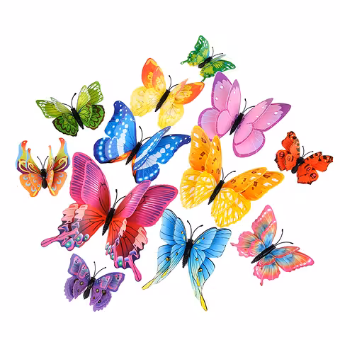 Set 12 farfalle decorative 3D magnetiche per parete – decorazioni originali per muri e tende