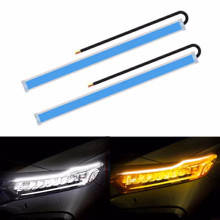 Luci diurne DRL a striscia LED con freccia dinamica – set 2 strisce flessibili 60cm, resistenti IP65