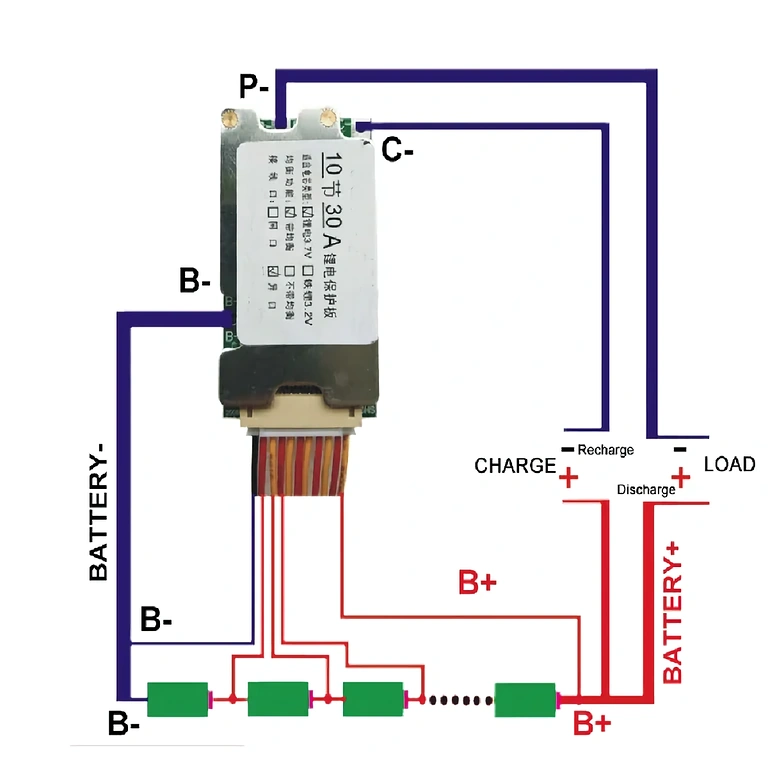 Modulo BMS 10S 36V per protezione batterie litio-ion 30A