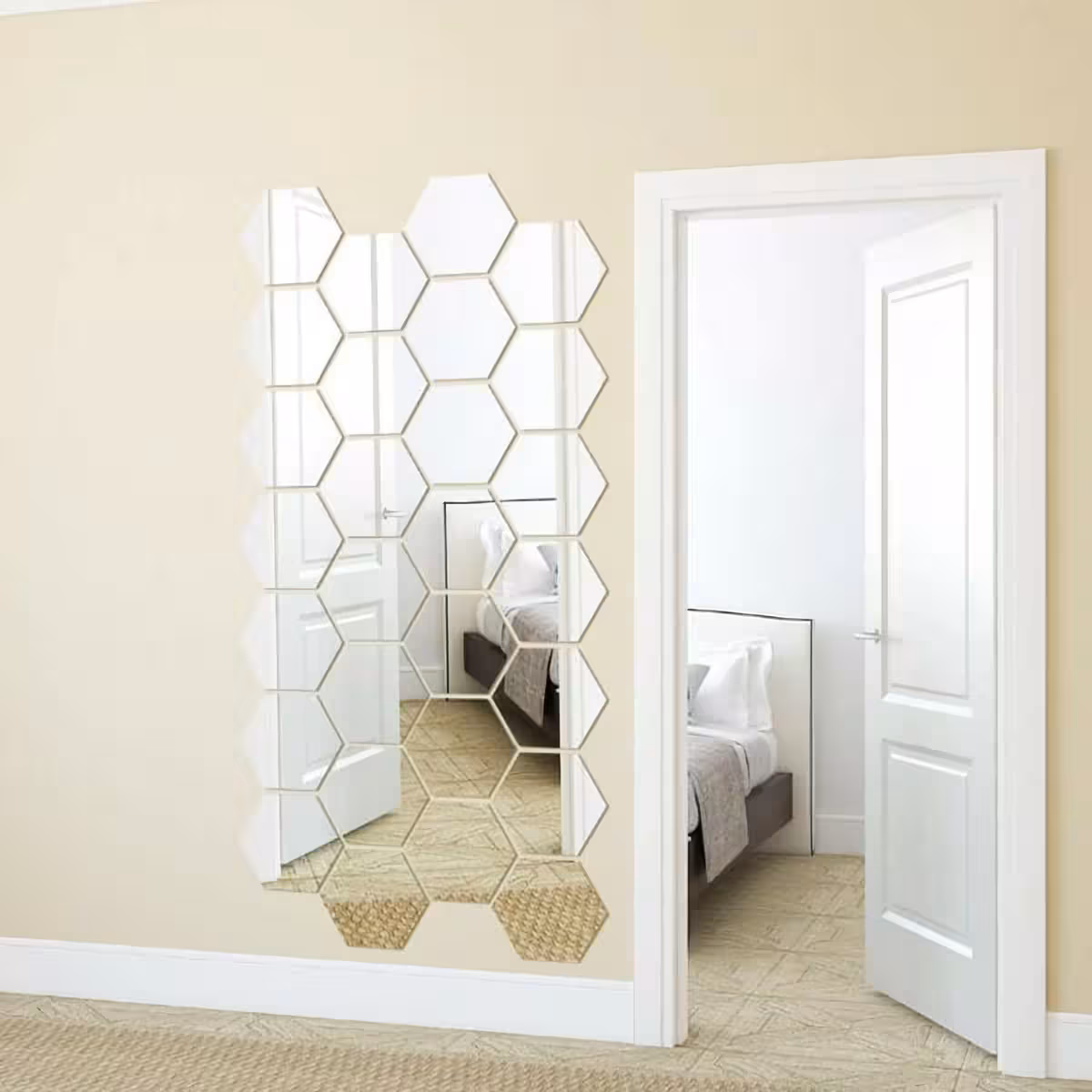 Set specchi acrilici a forma esagonale per decorazione contemporanea