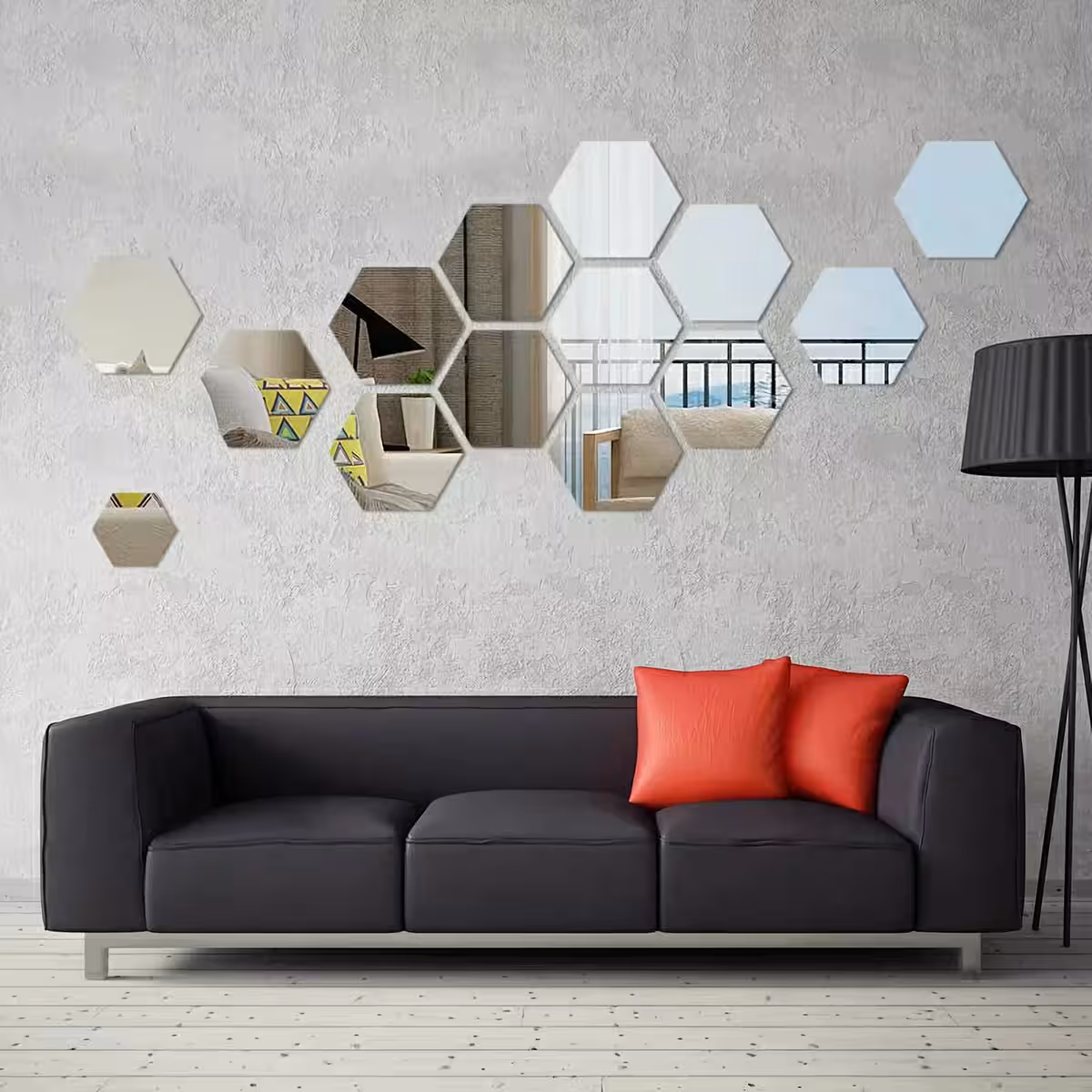 Kit specchi esagonali adesivi in acrilico per parete