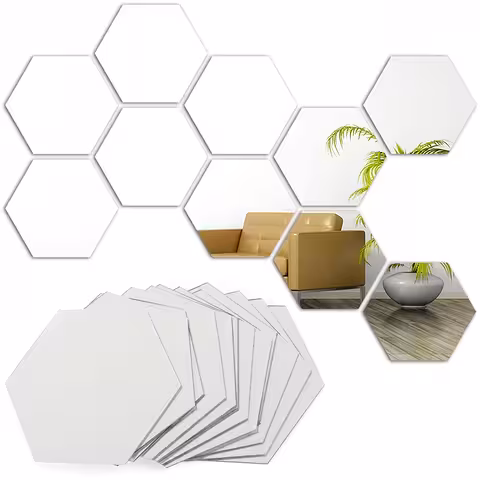 Set specchi adesivi decorativi esagonali – specchi acrilici da parete dal design moderno