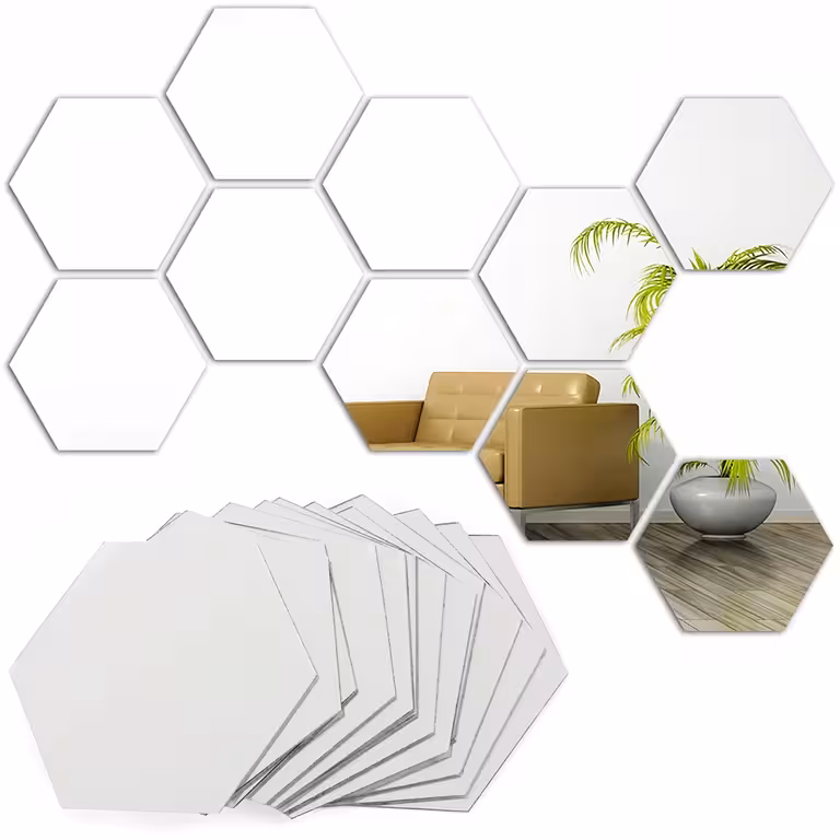 Set specchi adesivi decorativi esagonali – specchi acrilici da parete dal design moderno