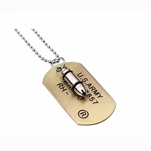 Collana Dog Tag militare con proiettile in acciaio inox – collana Army uomo 70cm