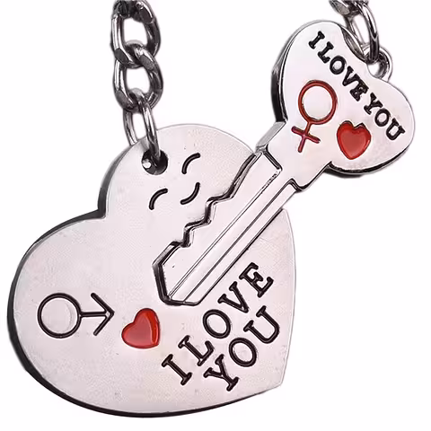 Portachiavi di coppia I Love You – cuore con chiave e lucchetto BFF, regalo romantico e di amicizia