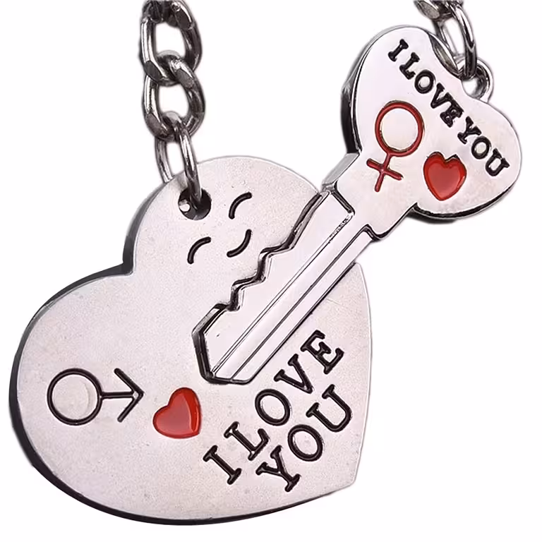 Portachiavi di coppia I Love You – cuore con chiave e lucchetto BFF, regalo romantico e di amicizia