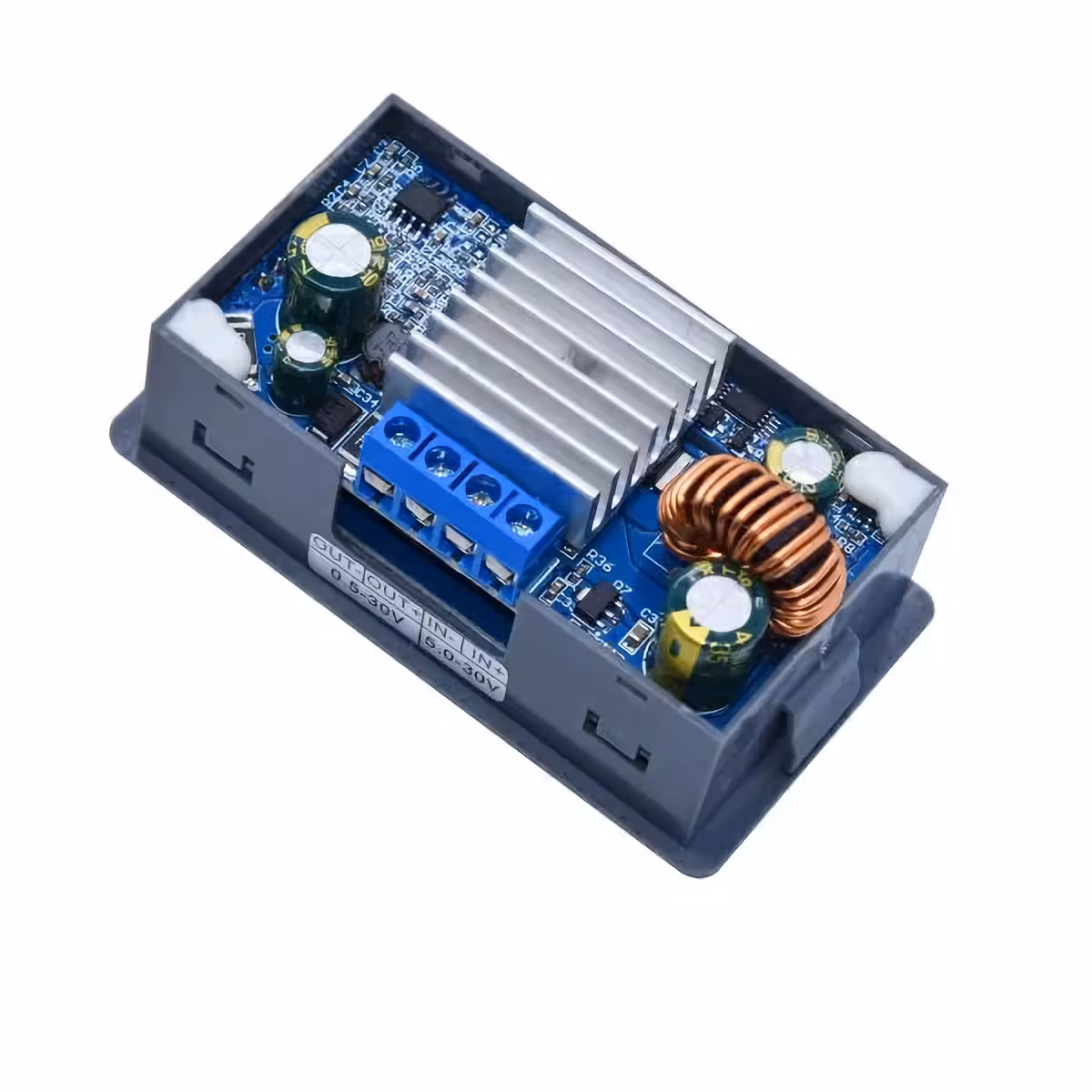 Convertitore buck boost con regolazione fine, protezioni multiple e display digitale