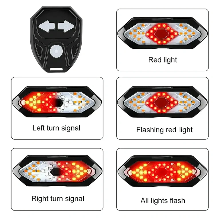 Kit luci segnalazione bicicletta con batteria ricaricabile Lampada con batteria integrata, facile da ricaricare