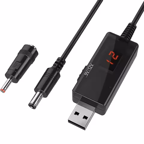 Modulo convertitore USB 5V a 9V / 12V – Invertitore Step-Up con display LED e funzione UPS per auto, router e progetti fai-da-te