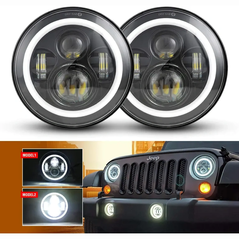 Faro halo LED per Jeep, con posizione, anabbagliante/abbagliante e segnalazione
