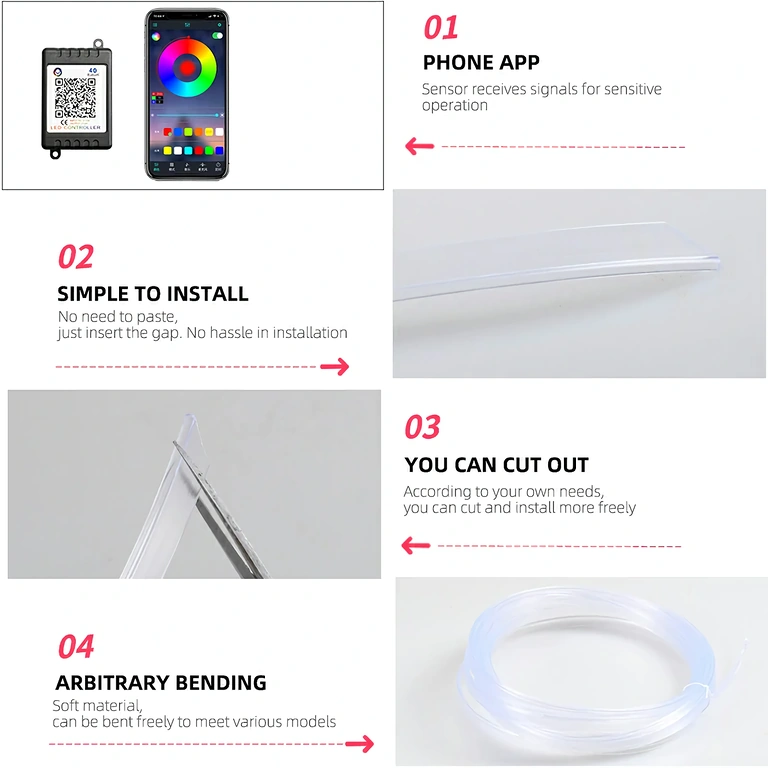 Cavo al neon flessibile RGB per auto Filo neon flessibile RGB per decorazione auto