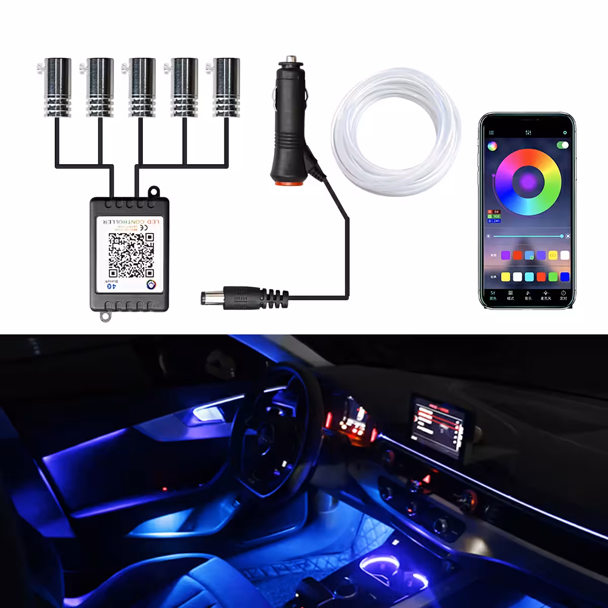 Illuminazione neon flessibile per interni auto