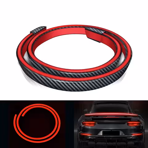 Spoiler universale in carbonio con banda LED e luce freno per bagagliaio e lunotto