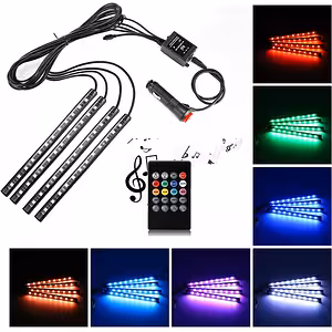 Luci ambientali auto – Kit strisce LED RGB per illuminazione interna con sensore sonoro
