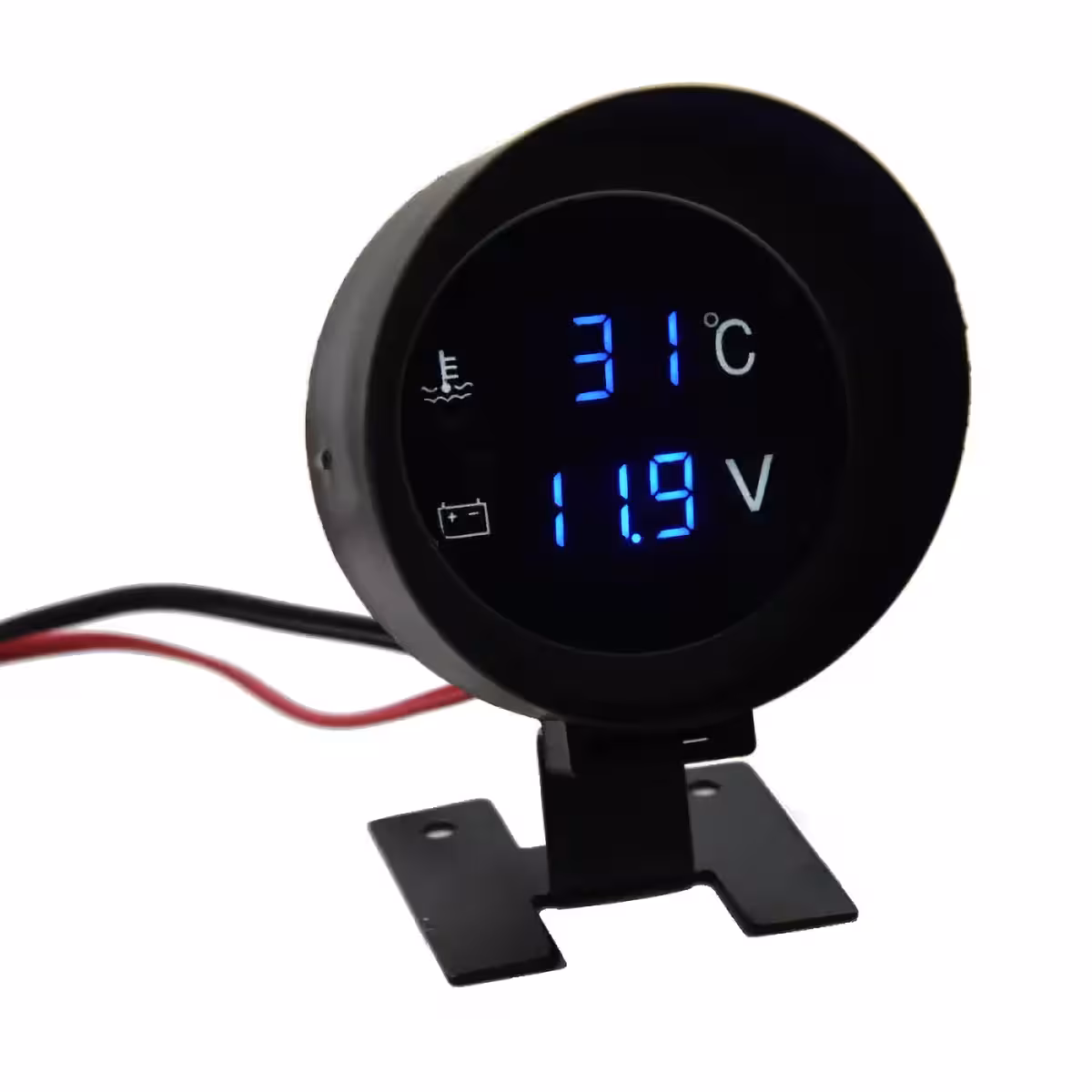 Orologio digitale 2 in 1 per temperatura acqua e tensione batteria in veicoli 12V o 24V