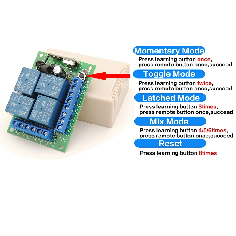 Relè telecomando 12V per automazioni Modulo relè telecomando 12V per automazioni industriali e agricole