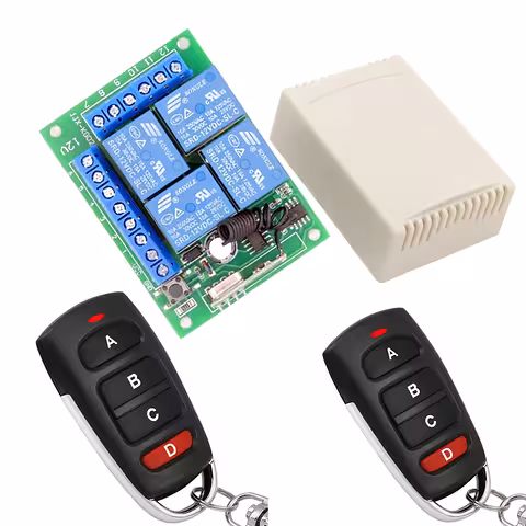 Relè con telecomando 4 canali 12V – Modulo con 4 relè e 2 telecomandi inclusi