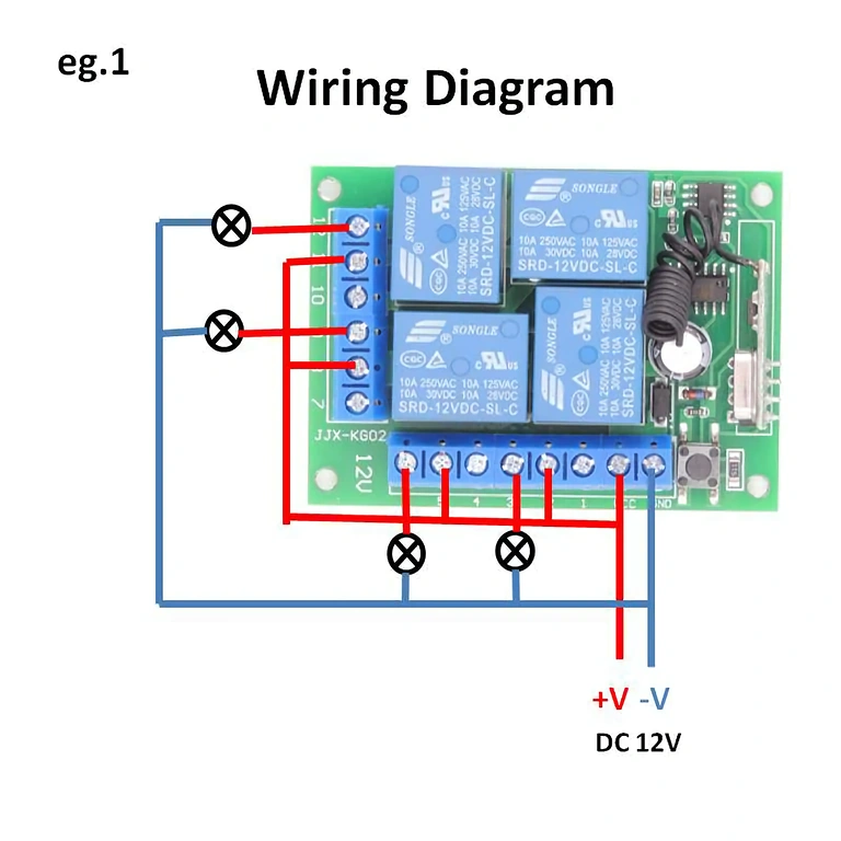 Schema collegamenti relè 4 canali Schema connessioni elettriche per relè 4 canali